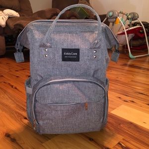 Grey backpack diaper bag